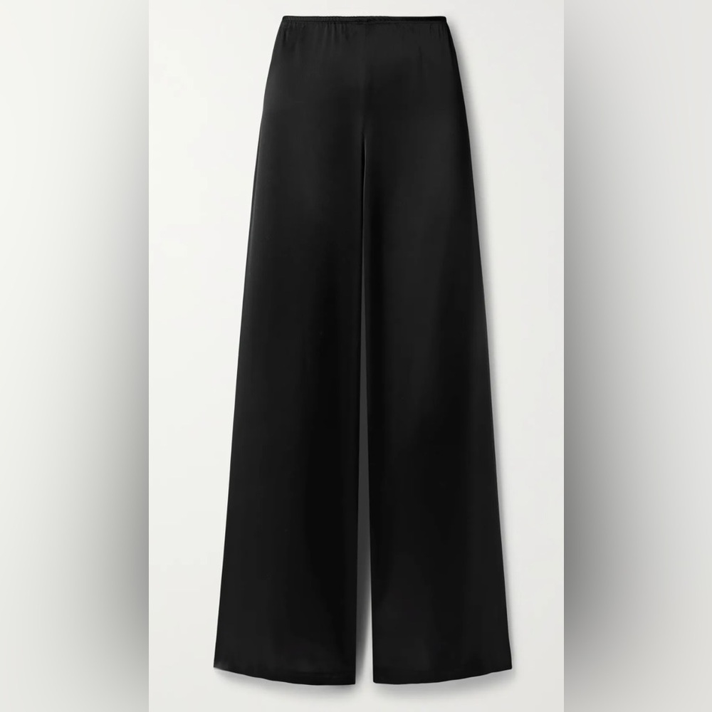 LESET Barb Satin Wide Leg Pants - XS - Black - from Net-A-Porter - worn once